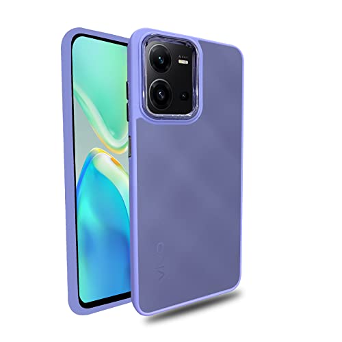 Image of A rtistque Frosted Translucent Back Cover Case for Vivo V25 5G | Electroplated Chrome Ring | Raised Camera Edges for Protection | Smooth Sides TPU - Purple
