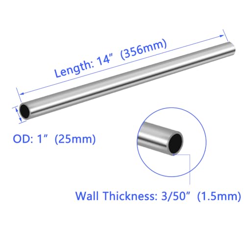 Image of 1 inch OD 304 Stainless Steel Tube, Thickened Pipe Wall & Weldable Tubing, Round Metal Pipe Industrial Straight Tube 14 inch Length (4 Pcs)