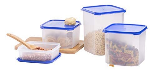 K3 Magnum Square Smart Storage Plastic Container -Blue ((Pack of 4))