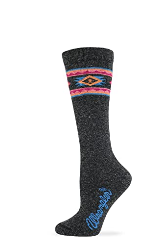 Wrangler Ladies Angora Blend Aztec Pattern Knee High Boot Socks 3 Pair Pack (US, Alpha, Medium, Regular, Regular, Denim/Brown/Charcoal)4