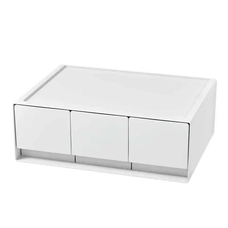 Desktop Organizer: Stackable White Storage Drawers for Office School & Home - Keep Your Desk Tidy & Efficient-image-7