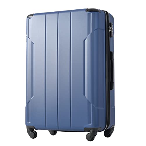 Merax Rolling Suitcase, Carry-On Luggage Hardside Expandable Luggage With Spinner Wheels Checked-Medium 24 Inch Blue #TOP27