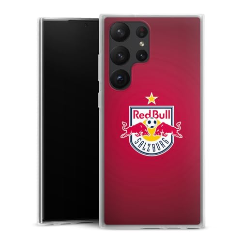 Silikon Hülle kompatibel mit Samsung Galaxy S23 Ultra Case transparent Handyhülle FC Red Bull Salzburg Logo Offizielles Lizenzprodukt