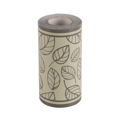 Laroal Gray Leaves PVC Self-Adhesive Wallpaper Wall Border Waterproof Stickers for Bathroom Kitchen Decorative Trim 10 Meters Durable Removable Decor