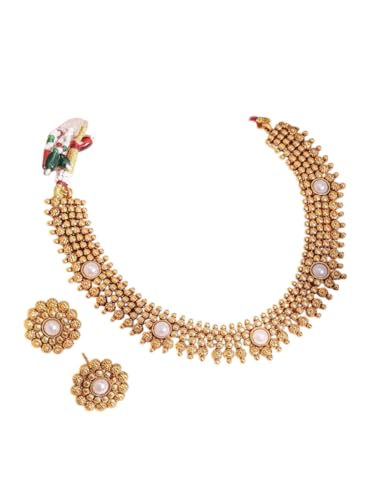 Gargantilla de oro de 22 quilates con perlas tradicionales DMZ-2724