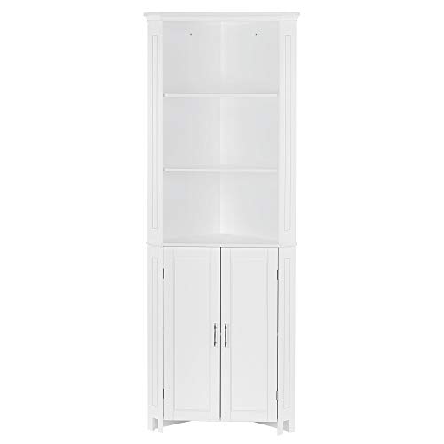 RiverRidge Somerset Tall Corner Bathroom Cabinet - Floor Storage Cabinet with Grooved Side Panels Maximizes Bathroom Storage Using Corner Area