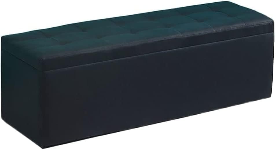 Pouf en cuir PU avec rangement pour salon au design moderne capitonné