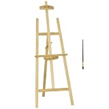 HOMCOM Cavalletto Pittura 135 cm Regolabile Pieghevole Colore Legno