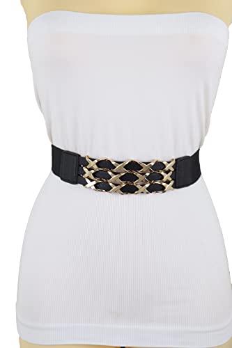 TrendyFashionJewelry Women Fashion Elastic Band Day Night Wear Belt Gold Metal XX Charms Hip High Waist Fit Size S M3