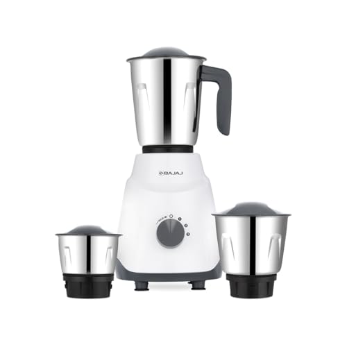 Bajaj GX1 Ninja Series 500W Mixer Grinder With 3 Jars (Stainless Steel Jars) | Superior Mixie For Kitchen | Durable Mixer Grinder | DuraCut Blades | 2