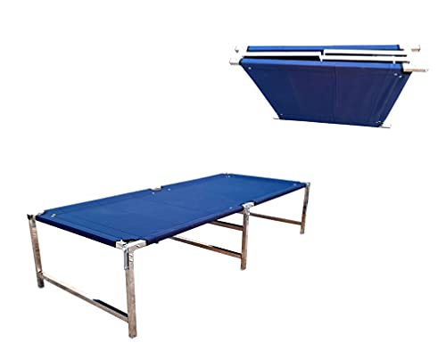 Gitesh Folding Bed Stainless Steel Frame Single Person Sleeping Cot for Home, Camping, Outdoor, Balcony, Terrace (Set of 1 pcs)