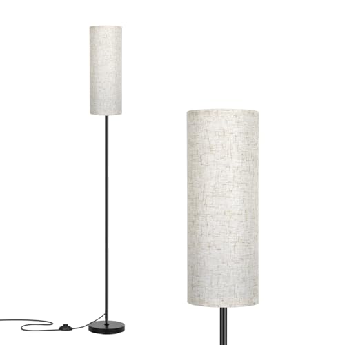 Image of FRIDEKO HOME Floor Lamp with Beige Shade, Simple Design with Foot Pedal Switch, Small Tall Lamps for Living Room Bedroom Office, Corner Floor Stand Light with Black Pole Lamp (No Bulb /No Remote)