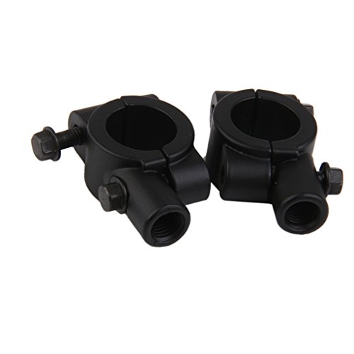 Image of Motorcycle Bike Handlebar Mirror Clamp Mounting Bracket, 10mm, Pair, Black