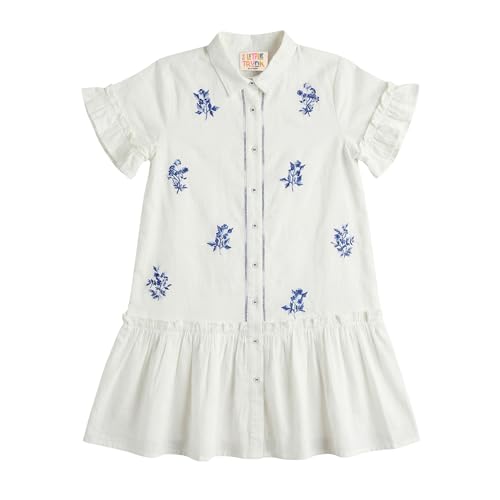 Image of Kids Girls Printed Embroidered Fusion Dress | Handmade Crafted Designer Ethnic Wear | 100% Cotton