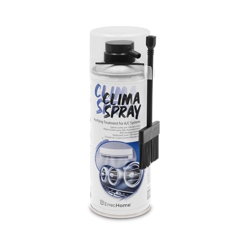 ErrecHome Clima Spray PRO, Limpiador para aires acondicionados con cepillo dispensador especial de cerdas duras para uso directo en intercambiadores de calor, guantes desechables incluidos,400 ml