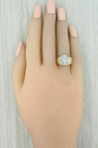 Miniatura 6 de SilverDia 2 Ct Round Cut Diamond Cluster Women Engagement Ring Cocktail Design Solitaire Wedding Ring 14K Yellow Gold Finish Gorgeous Ring 925