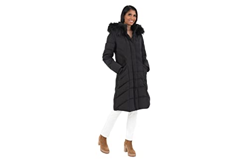 Doudoune à capuche matelassée manteau chaud noir femme Rachel Roy S