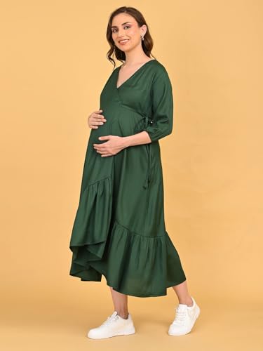 Image of The Mom Store Maternity and Nursing Wrap Dress for New Mom | Pre and Post Pregnancy Wear for Womens | Trendy Stylish Printed Friendly Dresses for Women | Comfortable