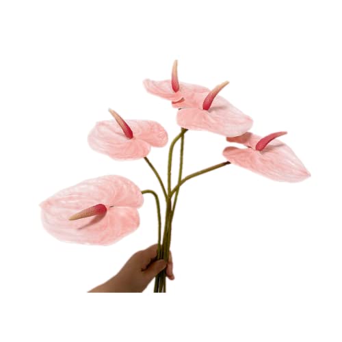 Lot de 5 fleurs de lys artificielles en Anthurium de 61 cm pour décoration d'intérieur, décoration de boutique, accessoires pour petit bouquet de fleurs...