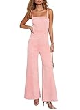 chouyatou Women's Vintage Distressed Adjustable Strap Denim Overalls Stretchy Sleeveless Jumpsuit Jeans Pants (Medium, Hot Pink)
