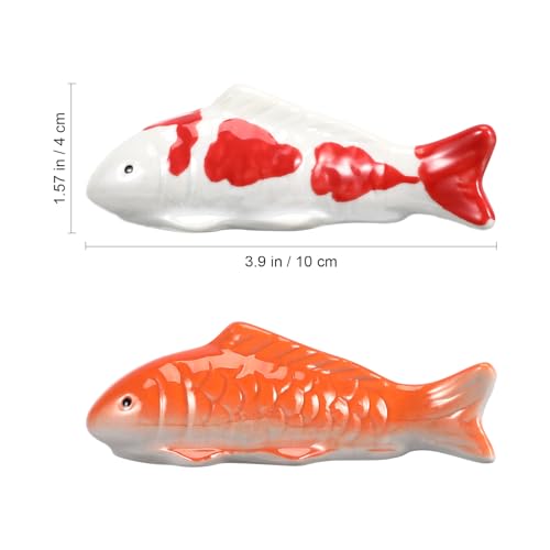 Image of Housoutil Ceramic Floating Koi Fish, 2PCS Ceramic Floating Fake Fish Goldfish Koi Decor Realistic Water Pond Decor for Outdoor Fountain, Bird Bath, Mini Water Garden and Fake Aquarium