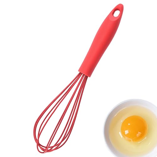 Batidor de cocina de silicona, mini batidor de huevos, mango antideslizante resistente al calor, batidor pequeño duradero para mezclar, hornear, espumar, fácil de usar, seguro para utensilios de