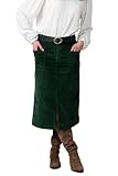 Lily & Me Penrose Stretch Jumbo Cord Midi Skirt - Pine Green - Size 10