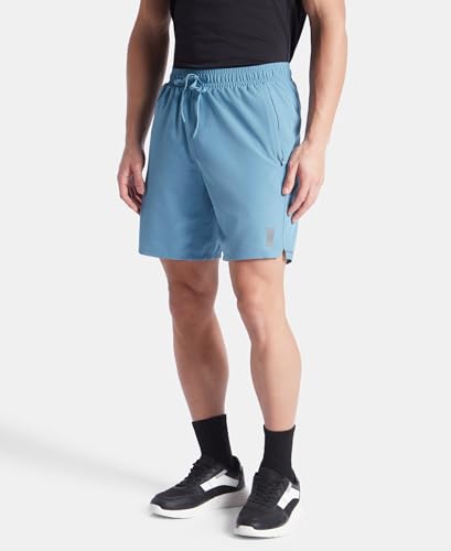 Image of Jockey MV20 Men Recycled Microfiber Elastane Stretch Solid Active Wear Shorts with Zipper Pockets and StayFresh Treatment