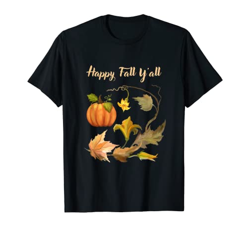 Camiseta Happy Fall Y'all Pumpkin Acción de Gracias o Halloween Camiseta