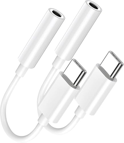 【Apple MFi Zertifiziert】2 Pack USB C to 3.5mm Female Headphone Adapter, Type C to AUX Audio Cable Compatible with iPhone 17/16/15/Pro Max/15 Pro/15 Plus Galaxy Pad Pro 2022/2021/2018 Google Pixel 8/7