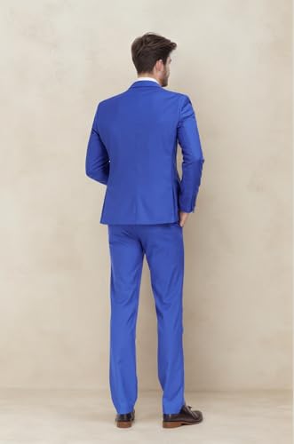 GRETERST 2 Piece Mens Slim Fit Suit Two Button Notched Lapel Solid Suit Jacket Pants Set Business Wedding Prom Suits4