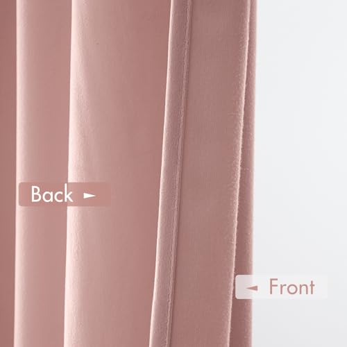 Image of MIULEE Light Pink Blackout Velvet Curtains Drapes 84 Inch Long 52 inchx84 inch | Luxurious Bedroom Living Room Decor, Room Darkening, Thermal Insulated, Rod Pocket Design, Super Soft Fabric