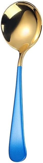 Spoon 5Colors 1pcs Stainless Steel Coffee Spoons Stainless Steel Dessert Spoons Kitchen Utensils Round Spoons Suitable for Restaurant etc Spoon (Color : OneColor)