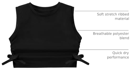 Image of EXARUS Girls Crop Tank Top Dance Hip Hop Outfits Cheer Cropped Top | Kids Tween Youth Summer Athletic Dance Convention Fitted Gymnastics Sleeveless Clothes