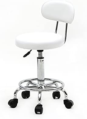 Miniatura 4 de Taburete de bar, moderno taburete redondo giratorio con respaldo, silla de bar de piel sintética giratoria de 360 sin brazos con altura ajustable