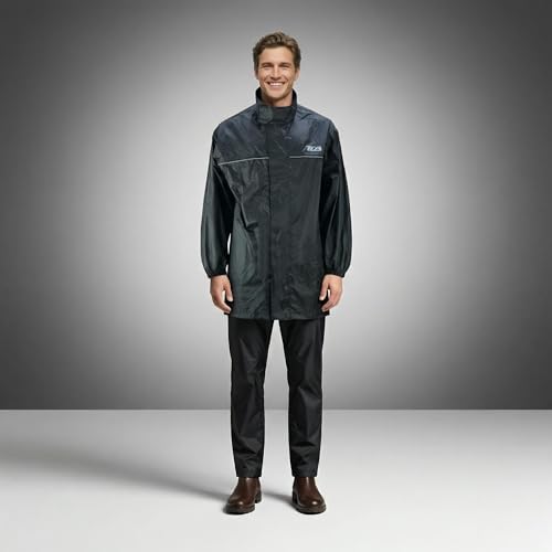 Miniatura 3 de Tla Rain Traje Moto Impermeable A Prueba De Lluvia Chubasquero Moto Anti-Agua Totalmente Reflectante Mono Impermeable Unisex De 2 Piezas Para Motos, Scooters, Quads Y Bicicletas