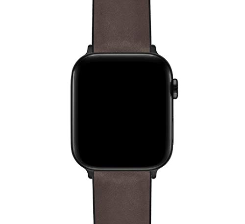Image of BARTON WATCH BANDS- Black Leather and Rubber Hybrid - Choose Color & Size - Compatible with All Apple Watches (Ultra, SE, 8, 7, 6, 5, 4, 3, 2, 1) - 38mm, 40mm, 41mm, 42mm, 44mm, 45mm, 49mm