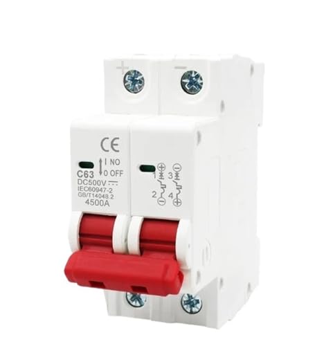 Paneles solares 500V interruptor automático carril DIN disyuntor de CC 25A C63