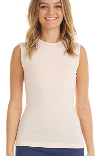 Image of ESTEEZ Women's Sleeveless Fitted Tank Top - Stretch Cotton Blend, Layering Essential