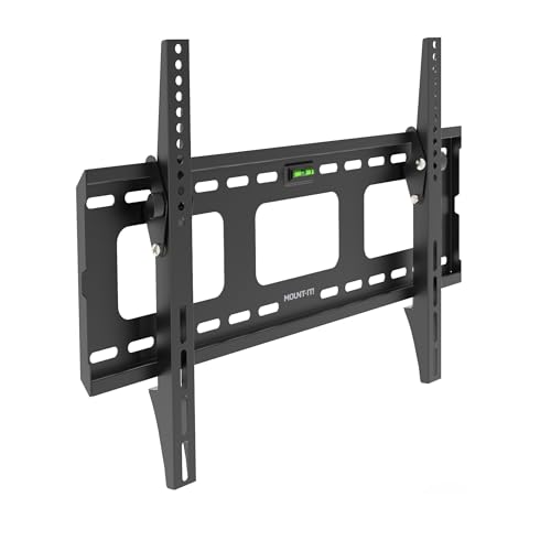 Mount-It Low-Profile Tilting TV Wall Mount Bracket for 32-60 inch LCD, LED, OLED, 4K or Plasma Flat Screen TVs - 175 lbs Capacity, 1.5 Inch Profile, Max VESA 600x400 (MI-318B), Black, 60