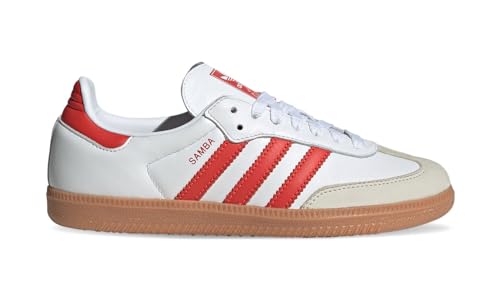 adidas Samba OG WMNS Shoes, Cloud White/Solar Red/Off White, Size 9.5