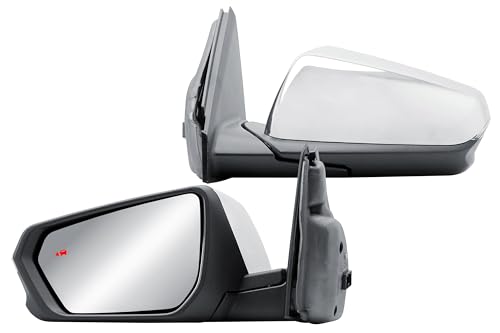 Driver Left Side Door Mirror Electric and Heated with Turn Signal Light and BLIS (Blind Spot Sensor) Chrome Back Cover for Chevrolet Equinox GMC Terrain 2018-2024