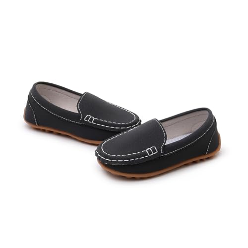 Image of SOFMUO Boys Girls Leather Loafers Slip-On Oxford Flats Boat Dress Schooling Daily Walking Shoes(Toddler /Little Kids)