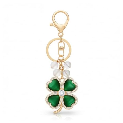 JOULOTE Four Leaf Clover Keychain – Luck Keychains Bag Charms for Women with Radiant Lucky Design, St Patrick's Day Key Chains Gifts for Friends, Sister, Mom