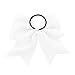 20 PCS 8 Inch Cheer Hair Bows Large Cheerleading Big Hair Bows with Ponytail Holder Hand-made Grosgrain Ribbon Hair Accessories for Teen Girls ((Pure White))