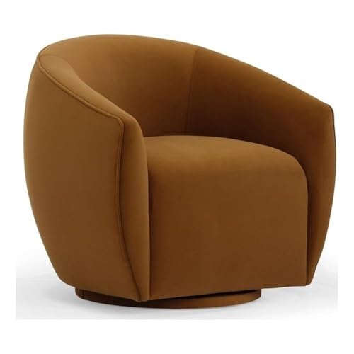 Sillón giratorio de terciopelo marrón suave miniatura 1