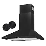 Russell Hobbs 60cm Chimney Cooker Hood in Black with 3 Speed Settings, 2x Carbon Filters, Extraction or Recirculation, 400 m³/h Extraction Rate, LED Lights, A++ Energy Rating, RH60SCH03A1B
