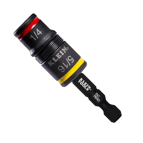 Image of Klein Tools 32931 3-in-1 SAE Impact Socket Set, 1 Flip Socket with 1 /4 and 5 /16 Nut Driver Sizes and 1 /4-Inch Bit Holder, Impact Rated 2-Inch Shaft