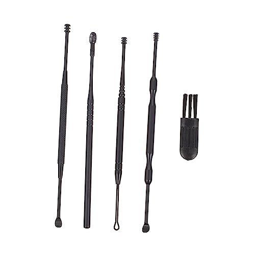 FOMIYES 1セットステンレス鋼の耳ピックツール ーニングツール耳ワックス ーニングキット(ブラック)