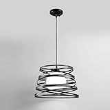 Lampadario moderno a sospensione a fasce intrecciate, in ferro verniciato finish opaco - Attacco 1xE27, Potenza max 1x60 W, dim. 33x22 cm, lunghezza filo 100 cm (Nero)